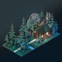 Cabaña en el bosque, por Sir Carma (Voxel Art)